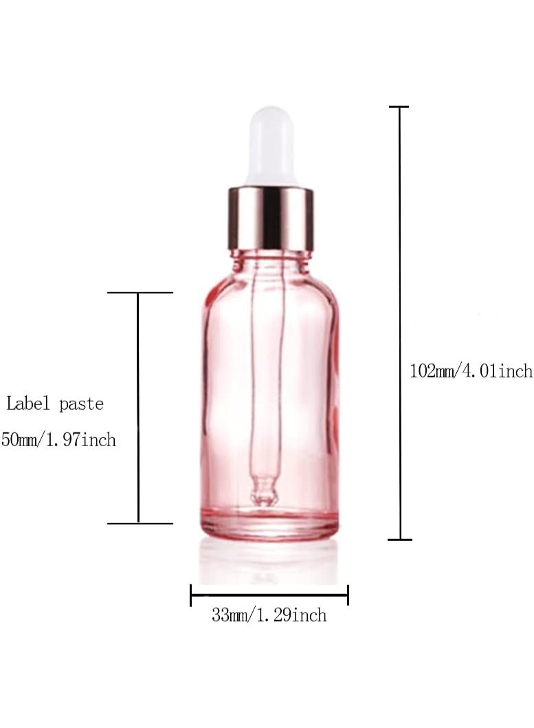 6 Pack, 1Oz Pink Glass Dropper Bottle for Essential Oils,Empty Glass Eye Dropper Bottle Holder With Glass Reagent Pipette,Rose-Golden Caps Perfume Travel Vial Container-FREE Pipette,Funnel - Image 4